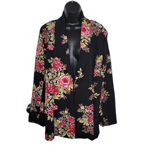 IMAN women's floral black blazer jacket size XL